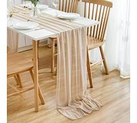 DROMCOM Lot de 2 chemins de table en mousseline de soie champagne, 75 x 300 cm, romantique, décoration de table pour mariage, fête d'anniversaire, mariée et baby shower