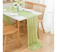 DROMCOM Lot de 2 chemins de table en mousseline vert clair - 75 x 300 cm - Décoration de table bohème moderne pour mariage, fête d'anniversaire, communion