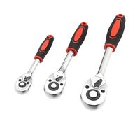 DROMEDARY Lot de 3 cliquets réversibles 1/4", 3/8", 1/2" avec 72 dents, clé à douille, poignée ergonomique pour réparation automobile de meubles