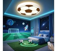 DROMEZ Plafonnier Chambre Enfant, 48W LED Lampe Plafond Football, Ø 40CM Luminaire Plafonnier Rond avec Dimmable Télécommande, 3000K-6000K, pour Chambre Enfants Garçons et Filles