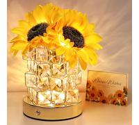 Dromlag Lampe Fleur de Tournesol - Cadeau Saint Valentin Femme, 3 Températures Couleur, Gradation Tactile, Veilleuse Rechargeable - Cadeau Anniversaire Femme, Maman - Decoration Chambre, Maison