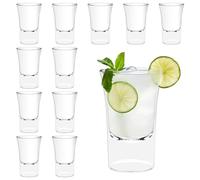 Dromzen 12 Pièces Verre Shooter de 30ml, Verre a Shot, Verres à Transparents, Shooter, Récipient à Shooter sa Base Lourde, pour Liqueurs, Vodka, Tequila, Whisky