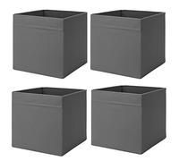 Drona Lot de 4 boîtes de rangement en tissu velouté Gris foncé 33 x 38 x 33 cm