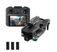 Drone 4K Double Caméra WiFi, 3 Batteries, Grand Écran 4,3"", Stabilisation, Itinéraire, Prise de Photo Geste,Sans Balais,Compact Noir