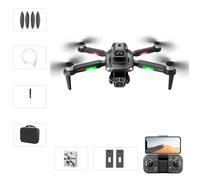Drone 4K HD avec 3 caméras, évitement d'obstacles sur 4 côtés, retournement à 360°, 2 batteries -Noir