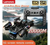 Drone A14 Pro Max 2026 8K HD à trois caméras GPS, moteur brushless, flux optique, évitement d'obstacles, grand écran 4,5 pouces, UAV RC 18000M Black-6K-Dual-1B