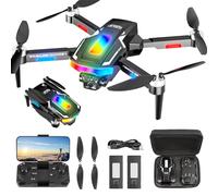 Drone avec 2 Caméra Réglage électrique Caméra, GuKKK 4K Mini Drone Caméra Pliable Active d'évitement d'obstacles, Drone Quadricoptère FPV WiFi Télécommandé, avec 2 Batteries, pour Débutants