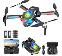Drone avec 2 Caméra Réglage électrique Caméra, GuKKK 4K Mini Drone Caméra Pliable Active d'évitement d'obstacles, Drone Quadricoptère FPV WiFi Télécommandé, avec 2 Batteries, pour Débutants