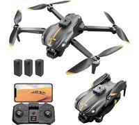 Drone avec caméra HD 1080P, drone quadricoptère pliable pour adultes avec 3 batteries modulaires, maintien de l'altitude & évitement d'obstacles