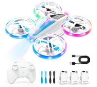 Drone avec double module lumineux, mini-drone pour les enfants à partir de 6 ans,démarrage instantané, retournement à 360°, portée de 60 m,sécurité assurée grâce à la protection des hélices