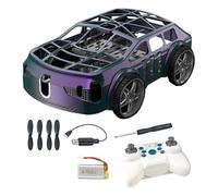 Drone de voiture télécommandé, 2 en 1, mini voiture d'avion radiocommandée, avec lumières LED, facile à voler, pour enfants, bleu et violet, une batterie