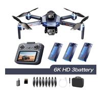 Drone, double caméra, résolution 6K, 720P, zoom 5x, écran 4,3 pouces, évitement d'obstacles, résistance au vent, 3 batteries