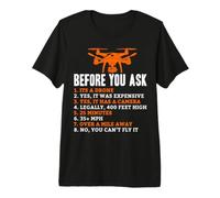 Drone Drone Pilot Questions Réponses Liste Quadcopter Flying T-Shirt Haut de Gamme
