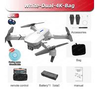 Drone E88 Pro Rc 4k Professionnel Avec Caméra Hd Grand Angle 1080p Pour Touriste,Hélicoptère Rc Pliable,Wifi,Fpv,Recommande De Tenir Un Tablier,Vente - Type White-Dual-4k-Bag #C-Generique Blanc