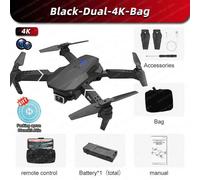 Drone E88 Pro Rc 4k Professionnel Avec Caméra Hd Grand Angle 1080p Pour Touriste,Hélicoptère Rc Pliable,Wifi,Fpv,Recommande De Tenir Un Tablier,Vente - Type Black-Dual-4k-Bag #C-Generique Noir