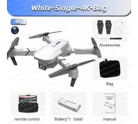 Drone E88 Pro Rc 4k Professionnel Avec Caméra Hd Grand Angle 1080p Pour Touriste,Hélicoptère Rc Pliable,Wifi,Fpv,Recommande De Tenir Un Tablier,Vente - Type White-Single-4k-Bag #C-Generique Blanc