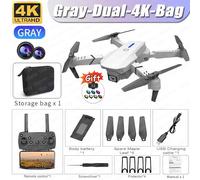 Drone E88 Pro Wifi Fpv Grand Angle Hd 4k 2024 P,Caméra Recommande De Tenir Rc,Quadrirotor Pliable,Hélicoptère,Jouets Cadeaux,1080 - Type White-Dual-4k-Bag #C-Generique Blanc