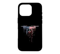 Drone Flying Pilot Quadricoptère Drapeau américain USA Drip Coque pour iPhone 16 Pro