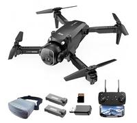 Drone FPV Avec Caméra HD,Les Lunettes De Réalité Virtuelle,Double Caméras,Gyroscope à Six Axes,Positionnement par Flux Optique,Prise de Photo par Geste,Double Batterie,SD 8 Go,Lecteur De Cartes