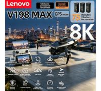 Drone GPS Lenovo V198MAX avec caméra professionnelle 4K 8K, FPV aérien, détection d'obstacles laser, télécommande à grand écran et pliable Laser-8K-Battery2