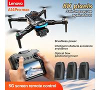 Drone intelligent Lenovo A14 MAX 8K HD avec évitement d'obstacles, écran 5G, télécommande, vol stationnaire à flux optique, jouet quadricoptère 8K-battery