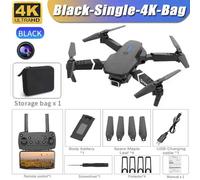 Drone Pliable Avec Caméra Hd Grand Angle Pour Touristes,Hélicoptère Rc,4k,Professionnel,Wifi,Fpv,Recommandé De Tenir Un Tablier,E88pro,1080p - Type Black-Single-4k-Bag #C-Generique Noir