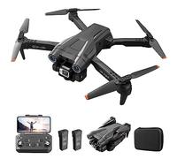 Drone RC avec double caméra 4K HD, quadricoptère RC 1080P avec 2 batteries, mode sans tête d'évitement d'obstacles, contrôle gestuel débutant (noir)