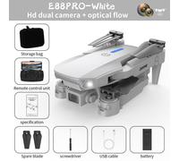 Drone Rc K11 8k Avec Trois Caméras Hd Professionnelles,Photographie Aérienne Grand Angle,Quadrirotor,Avion Amusant,Hélicoptère À Balles D'eau - Type E88-White-Generique Blanc