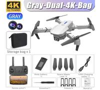 Drone Rc Pliable Avec Caméra Hd Grand Angle,Hélicoptère 4k,1080p,Hélicoptère Pour Touristes,E88pro,Wifi,Fpv,Recommandé De Tenir Un Tablier,Vente - Type Gray-Dual-4k-Bag #C-Generique