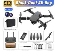 Drone Rc Pliable Avec Caméra Hd Grand Angle,Hélicoptère 4k,1080p,Hélicoptère Pour Touristes,E88pro,Wifi,Fpv,Recommandé De Tenir Un Tablier,Vente - Type Black-Dual-4k-Bag #C-Generique Noir