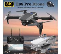 Drone RC Professionnel HD E88 2025 avec Caméra Grand Angle, Hélicoptère Pliable, Quadricoptère, Jouet Cadeau pour Enfants Black Dual4K Bag