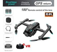 Drone S188 Rc 8k Gps Triple Caméra Hd Fpv,Photographie Aérienne,Wifi 5g,Localisation Optique,Évitement D'obstacles À Quatre Voies,Jouets Cadeaux - Type 6k Black Vr-Generique Noir