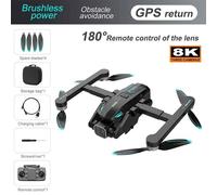 Drone S188 Rc 8k Gps Triple Caméra Hd Fpv,Photographie Aérienne,Wifi 5g,Localisation Optique,Évitement D'obstacles À Quatre Voies,Jouets Cadeaux - Type 8k Avoidance Black-Generique Noir