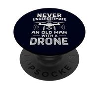 Drone Vieil Homme Drôle Pilote Hobby Quadcopter UAV Flyer PopSockets PopGrip Adhésif