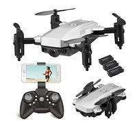 Drone with 1080P HD Camera for Adults Easy Foldable RC Quadcopter for Beginner with 20Mins Flight Time Omnidirectional LED Lighting 360 Degree Roll Gravity Sensor (Color : Silver)(Silver)