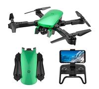 Drone with Camera Drones for Adults 4K Dual Cameras RC Helicopter with Optical Flow Follow Headless Mode One-Key Emergency Stop Gesture Photo/Video Trajectory Flight Portable Storage Bag (Green 1 BATTERY)