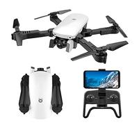 Drone with Camera Drones for Adults 4K Dual Cameras RC Helicopter with Optical Flow Follow Headless Mode One-Key Emergency Stop Gesture Photo/Video Trajectory Flight Portable Storage Bag (White 1 BATTERY)