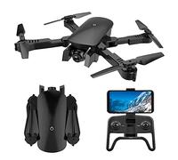 Drone with Camera Drones for Adults 4K Dual Cameras RC Helicopter with Optical Flow Follow Headless Mode One-Key Emergency Stop Gesture Photo/Video Trajectory Flight Portable Storage Bag (Black 1 BATTERY)