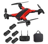 Drone with Camera for Adults 4K HD Dual Cameras GPS Smart Return RC Quadcopter Auto Return Follow Me Waypoint Fly Fixed Point Surround Carrying Case (Red 5 Batteries)