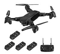 Drone with Camera for Adults 4K HD Dual Cameras GPS Smart Return RC Quadcopter Auto Return Follow Me Waypoint Fly Fixed Point Surround Carrying Case (Black 4 Batteries)