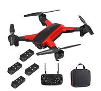 Drone with Camera for Adults 4K HD Dual Cameras GPS Smart Return RC Quadcopter Auto Return Follow Me Waypoint Fly Fixed Point Surround Carrying Case (Red 4 Batteries)