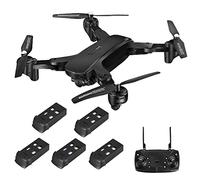 Drone with Camera for Adults 4K HD Dual Cameras GPS Smart Return RC Quadcopter Auto Return Follow Me Waypoint Fly Fixed Point Surround Carrying Case (Black 5 Batteries)