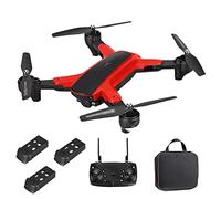 Drone with Camera for Adults 4K HD Dual Cameras GPS Smart Return RC Quadcopter Auto Return Follow Me Waypoint Fly Fixed Point Surround Carrying Case (Red 3 Batteries)