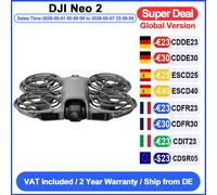 Drones caméra DJI Neo 2, suivi actif, capteur CMOS 1/2 pouce, vidéo 4K/60fps, contrôle gestuel, certification CO DJI Neo 2 Fly More Combo (Drone Only)