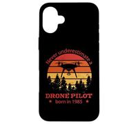 Drones-Pilote Anniversaire né en 1985 Quadrocopter Drones Coque pour iPhone 16 Plus