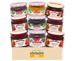 Dronningholm Jam 330g-440g (Pack de 6-10) - Choisissez 6-10 pots parmi le mélange de confitures finlandaises Many Flavors dans une boîte Söpösöpö SOPOSOPO