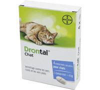 Drontal Chat Vermifuge Contre Les Vers Ronds Et Les Vers Plats 4 Comprimés