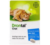 Drontal Chat Vermifuge Contre Vers Ronds/Vers Plats 2 Comprimés Sécables