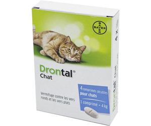 Drontal Chat Vermifuge Contre Vers Ronds/Vers Plats 4 Comprimés