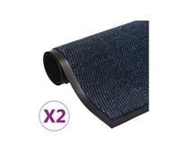 Droogloopmatten 2 st rechthoekig getuft 60x90 cm blauw3051608
